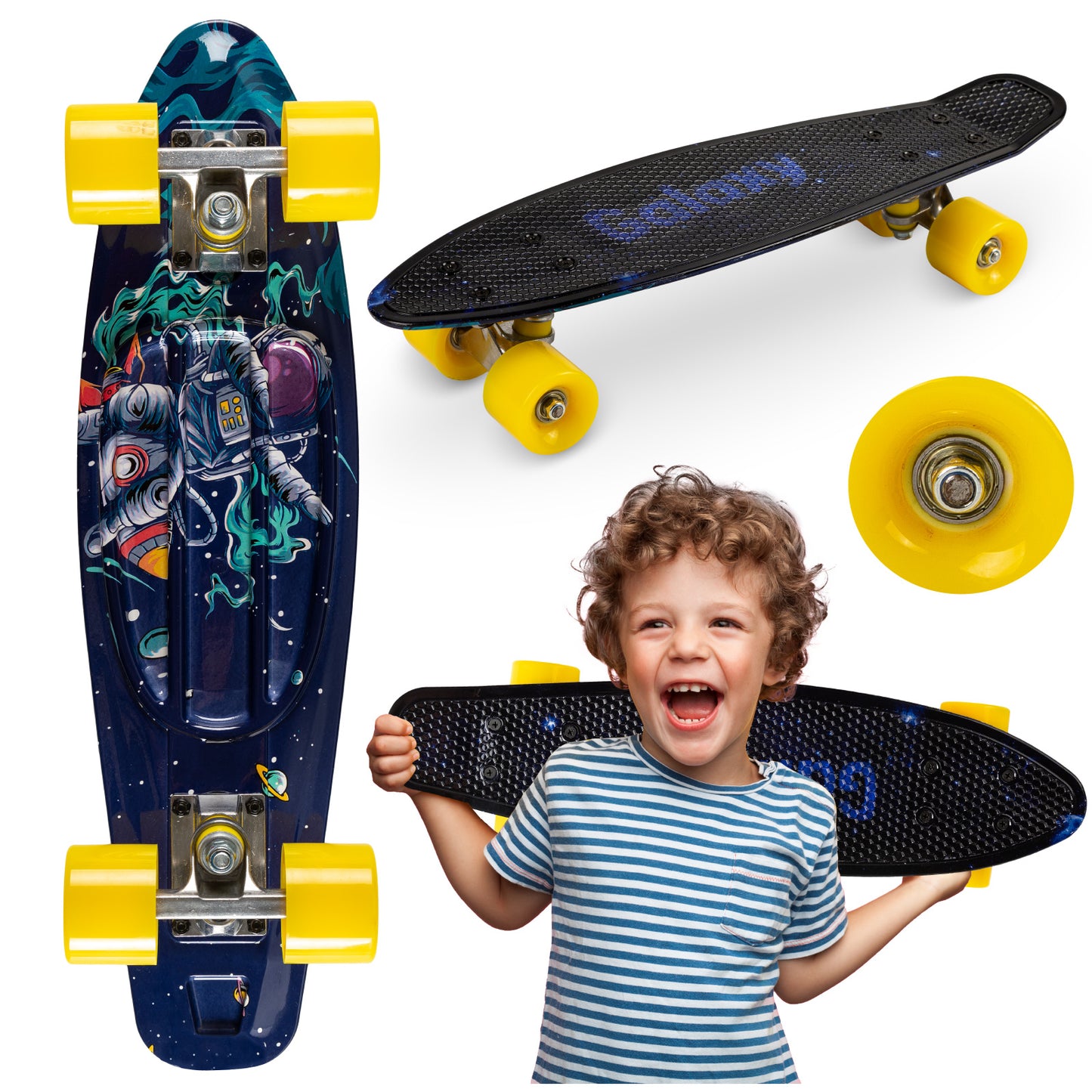 QKIDS GALAXY Skateboard, Spaceman - Lilla Cykelbutiken