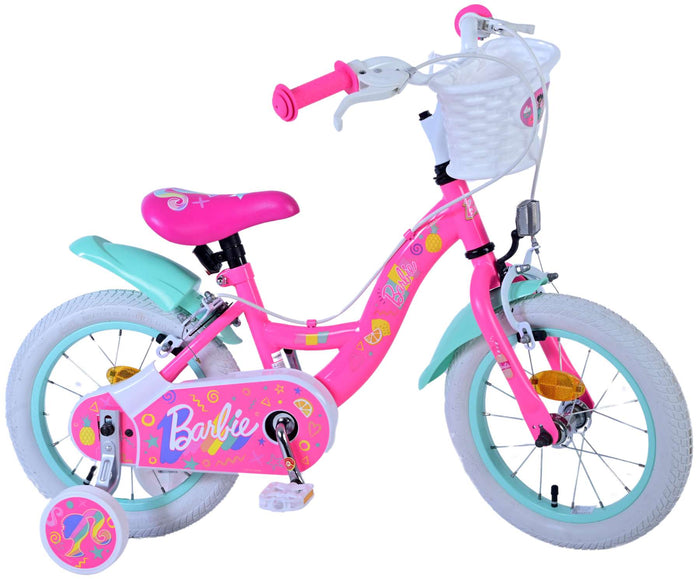 Barbie Barncykel Två Handbromsar 14 tum, Rosa - Lilla Cykelbutiken