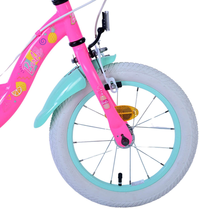 Barbie Barncykel Två Handbromsar 14 tum, Rosa - Lilla Cykelbutiken