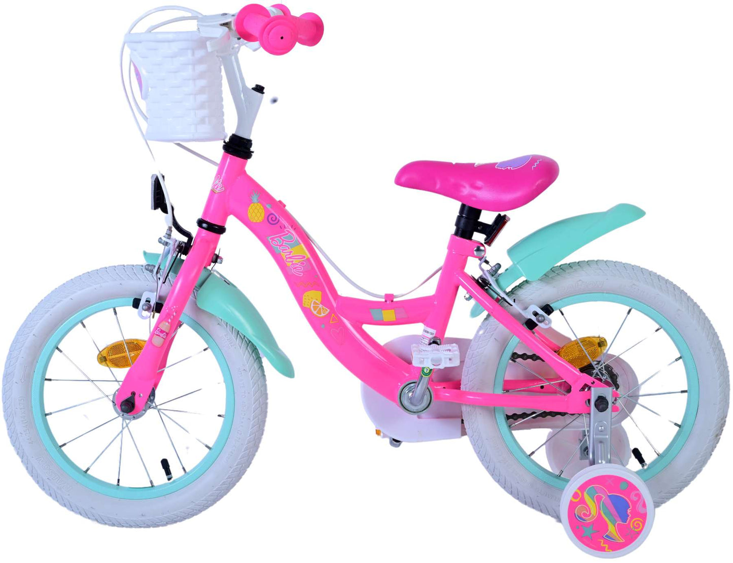 Barbie Barncykel Två Handbromsar 14 tum, Rosa - Lilla Cykelbutiken