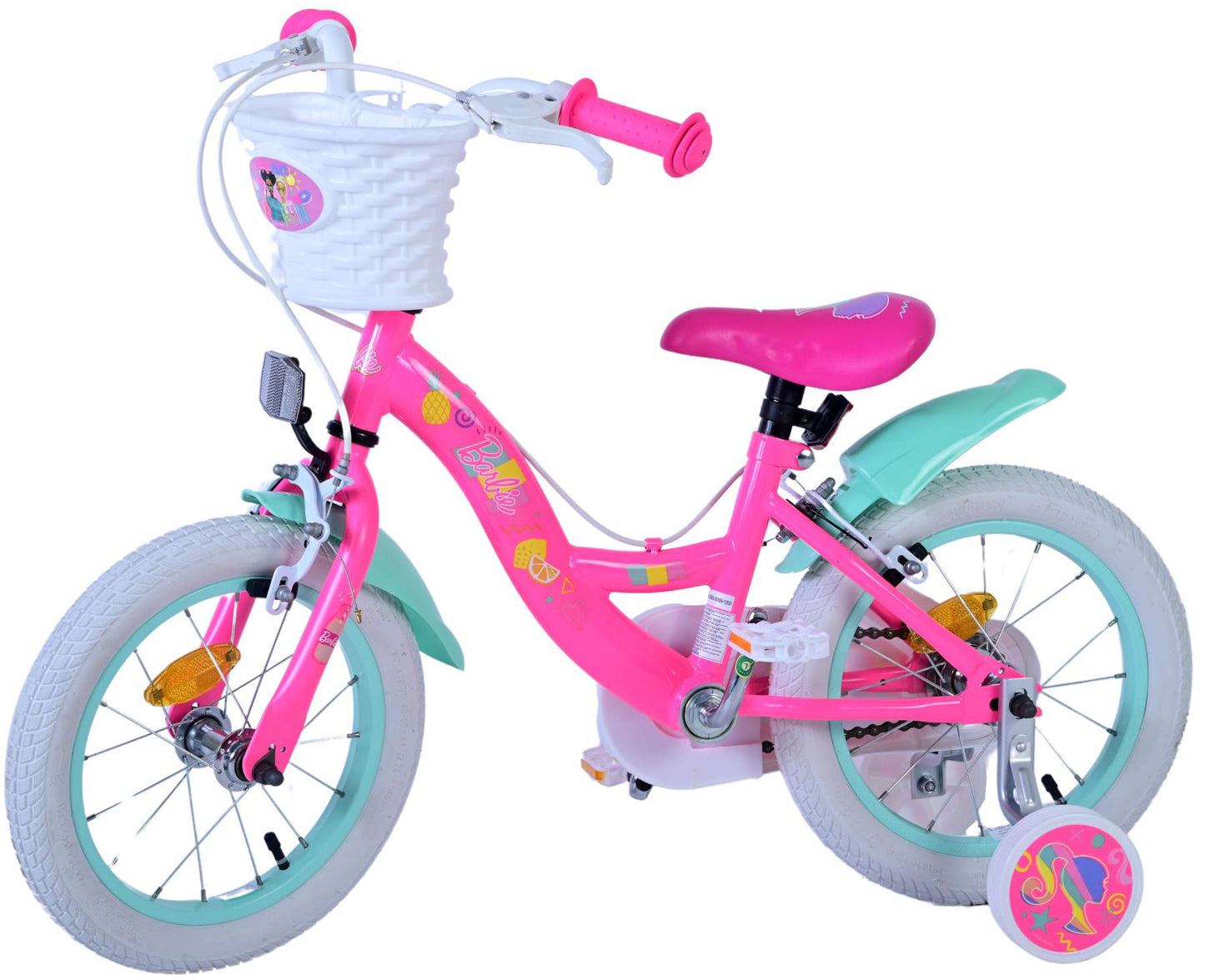 Barbie Barncykel Två Handbromsar 14 tum, Rosa - Lilla Cykelbutiken