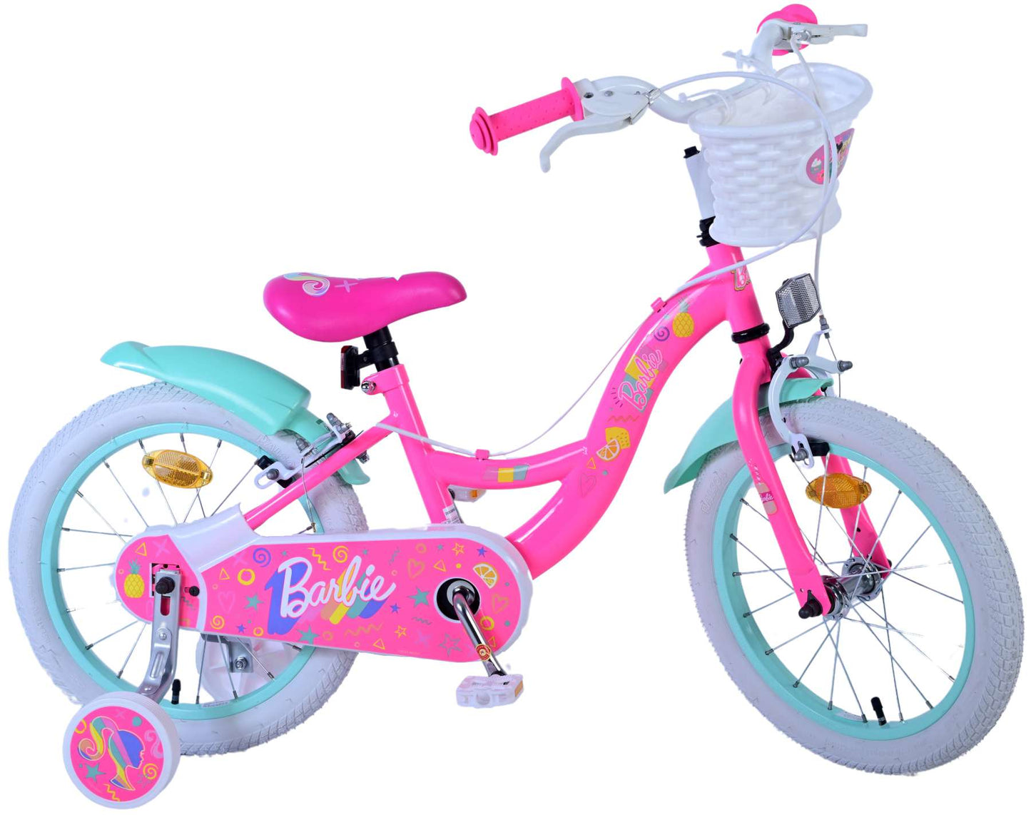Barbie Barncykel Två Handbromsar 16 tum, Rosa - Lilla Cykelbutiken
