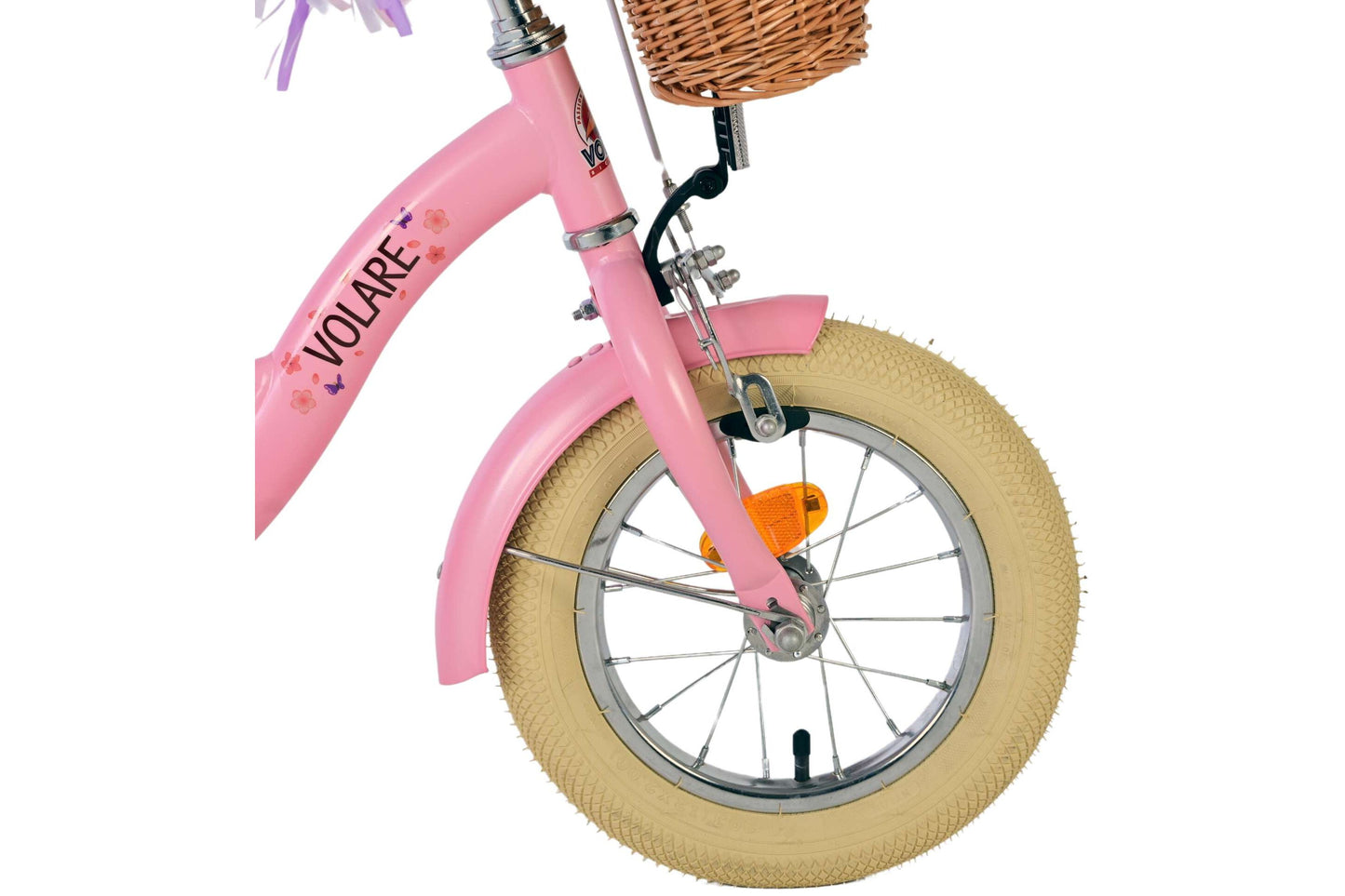 Volare Blossom 12-tums Barncykel – Rosa med Korg och Dockhållare, För barn 3-4 år