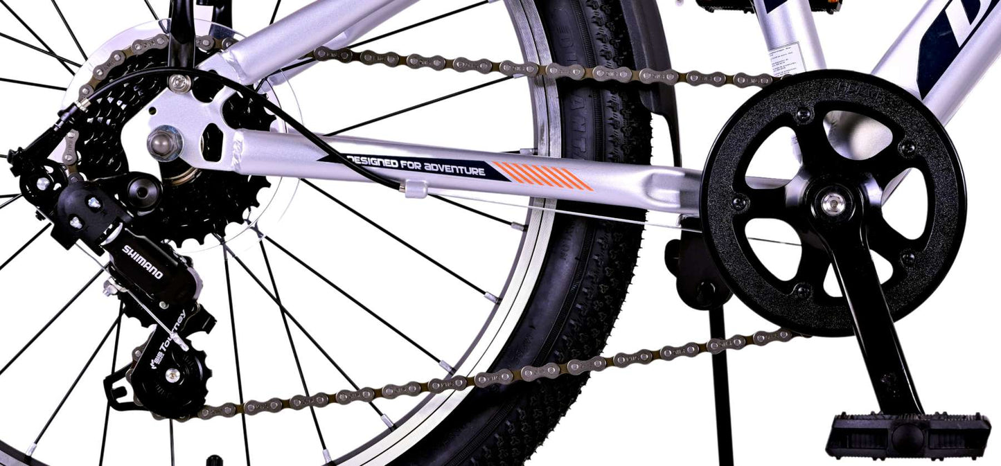 Volare Cross Barncykel 20 tum, Silver 6 Växlar - Lilla Cykelbutiken