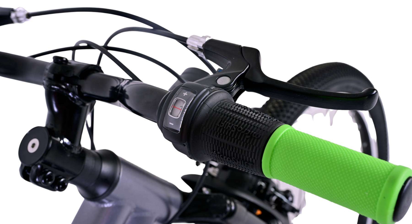 Volare Cross Barncykel 24 tum, Grå 18 Växlar Två Handbromsar - Lilla Cykelbutiken