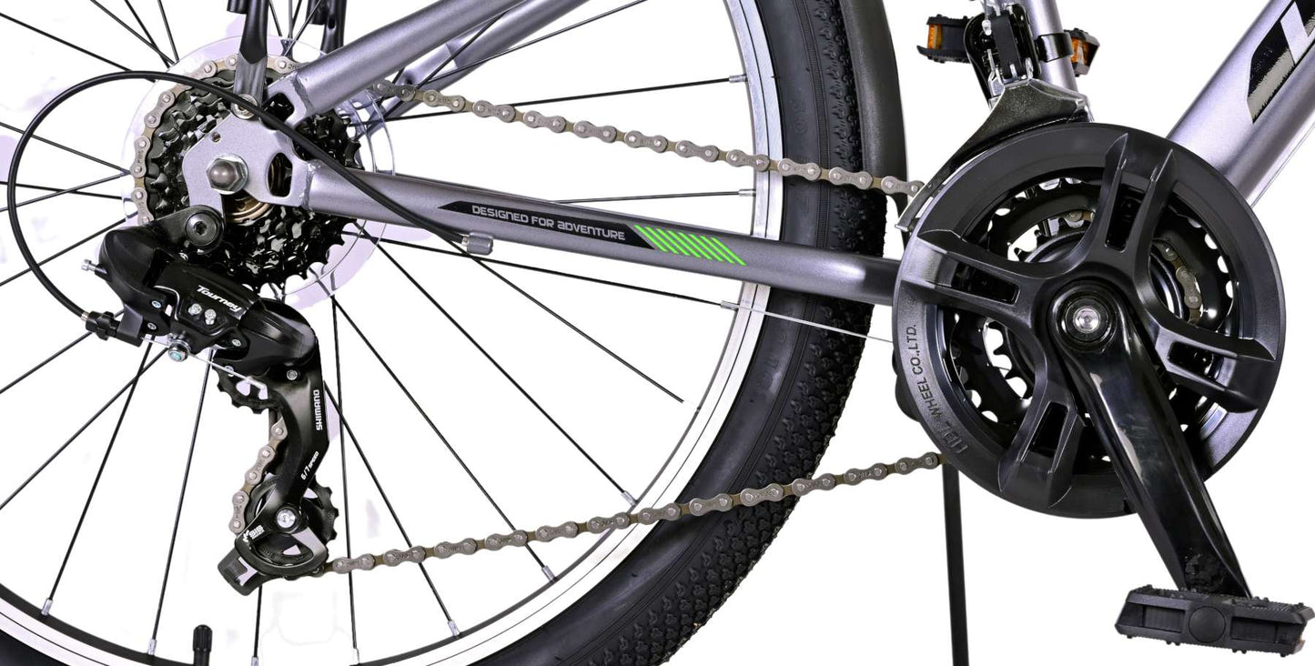 Volare Cross Barncykel 24 tum, Grå 18 Växlar Två Handbromsar - Lilla Cykelbutiken