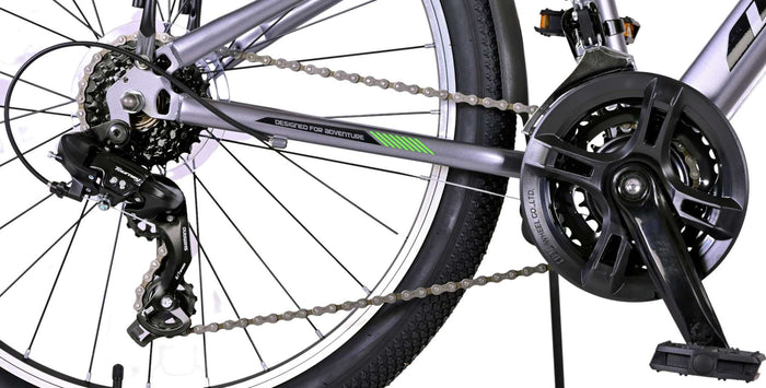 Volare Cross Barncykel 24 tum, Grå 18 Växlar Två Handbromsar - Lilla Cykelbutiken