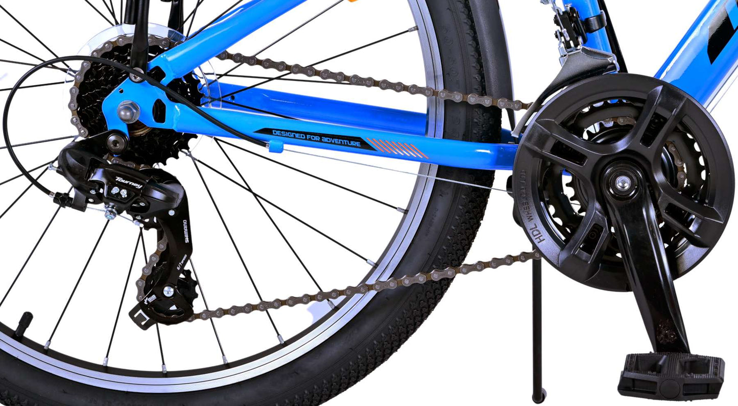 Volare Cross Barncykel 24 tum, Blå 18 Växlar Två Handbromsar - Lilla Cykelbutiken