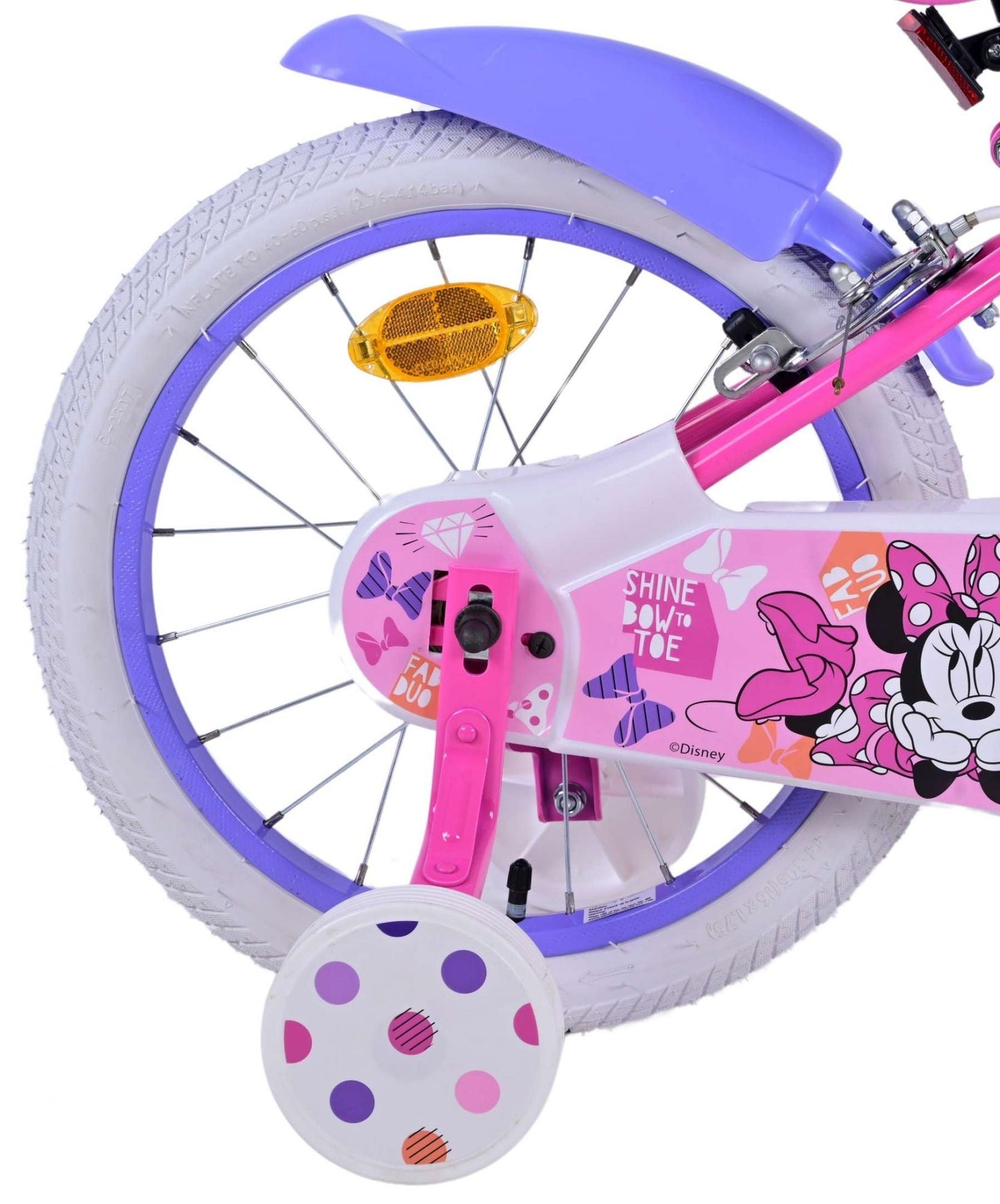 Disney Minnie Barncykel Två Handbromsar 16 tum, Rosa - Lilla Cykelbutiken