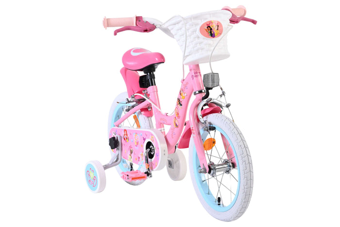 Disney Princess 14 Tum Barncykel, Rosa med Korg & Stödhjul - För barn 3-5 år