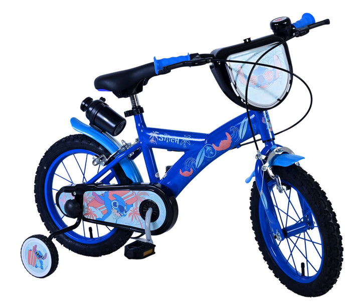 Disney Stitch Barncykel Två Handbromsar 14 tum, Blå - Lilla Cykelbutiken