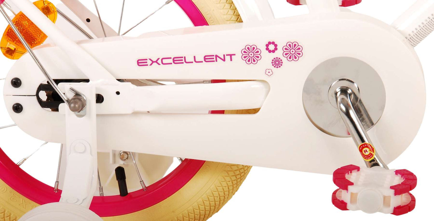 Volare Excellent Barncykel 14 tum, Vit - Lilla Cykelbutiken