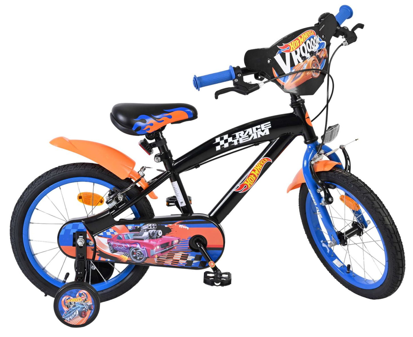 Hot Wheels Barncykel 16 tum, dubbla handbromsar, Svart - För barn 4-6 år