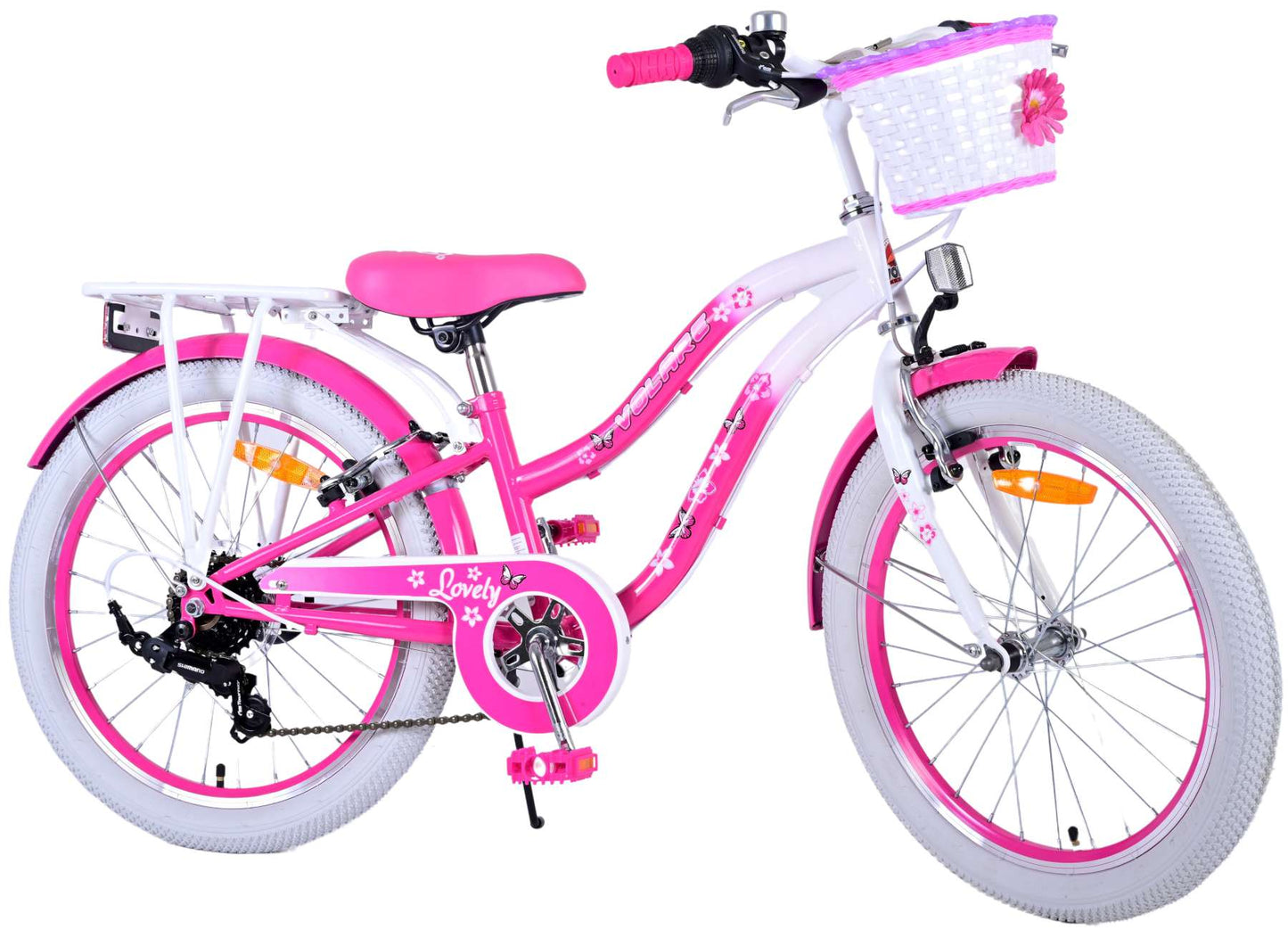 Volare Lovely Barncykel 20 tum, Rosa 7 Växlar - Lilla Cykelbutiken