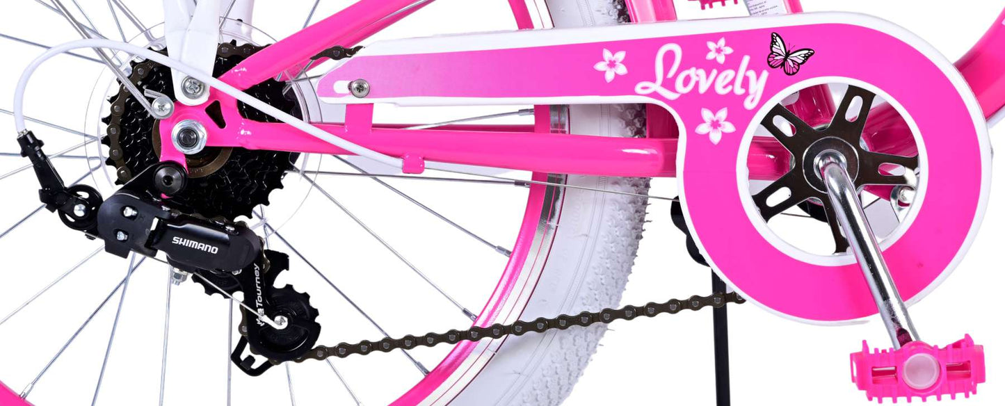 Volare Lovely Barncykel 20 tum, Rosa 7 Växlar - Lilla Cykelbutiken