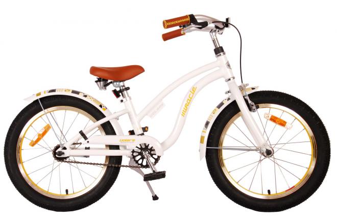 Volare Miracle Cruiser Barncykel 18 tum, Vit - Lilla Cykelbutiken