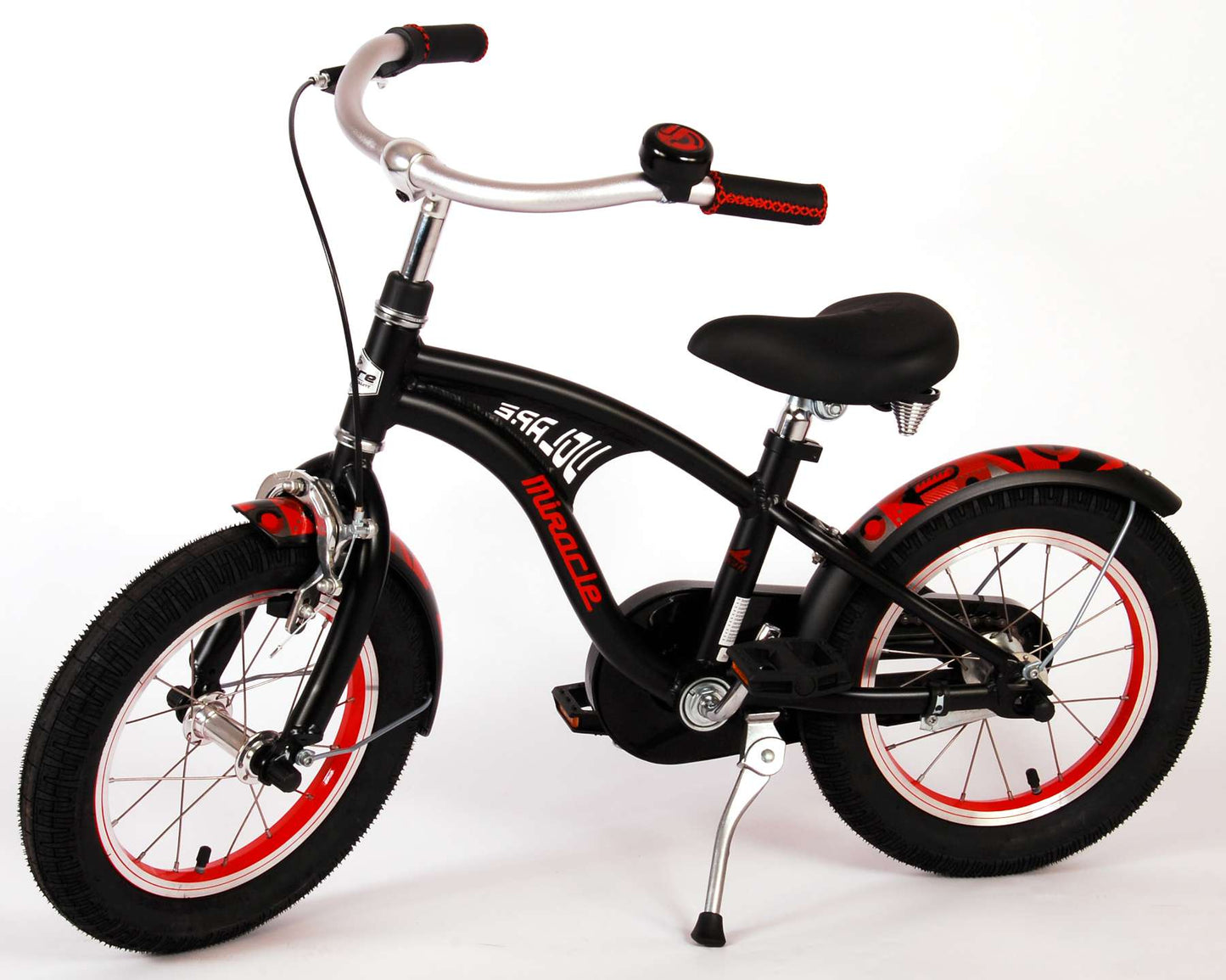 Volare Miracle Cruiser Barncykel 14 tum, Matt Svart - Lilla Cykelbutiken