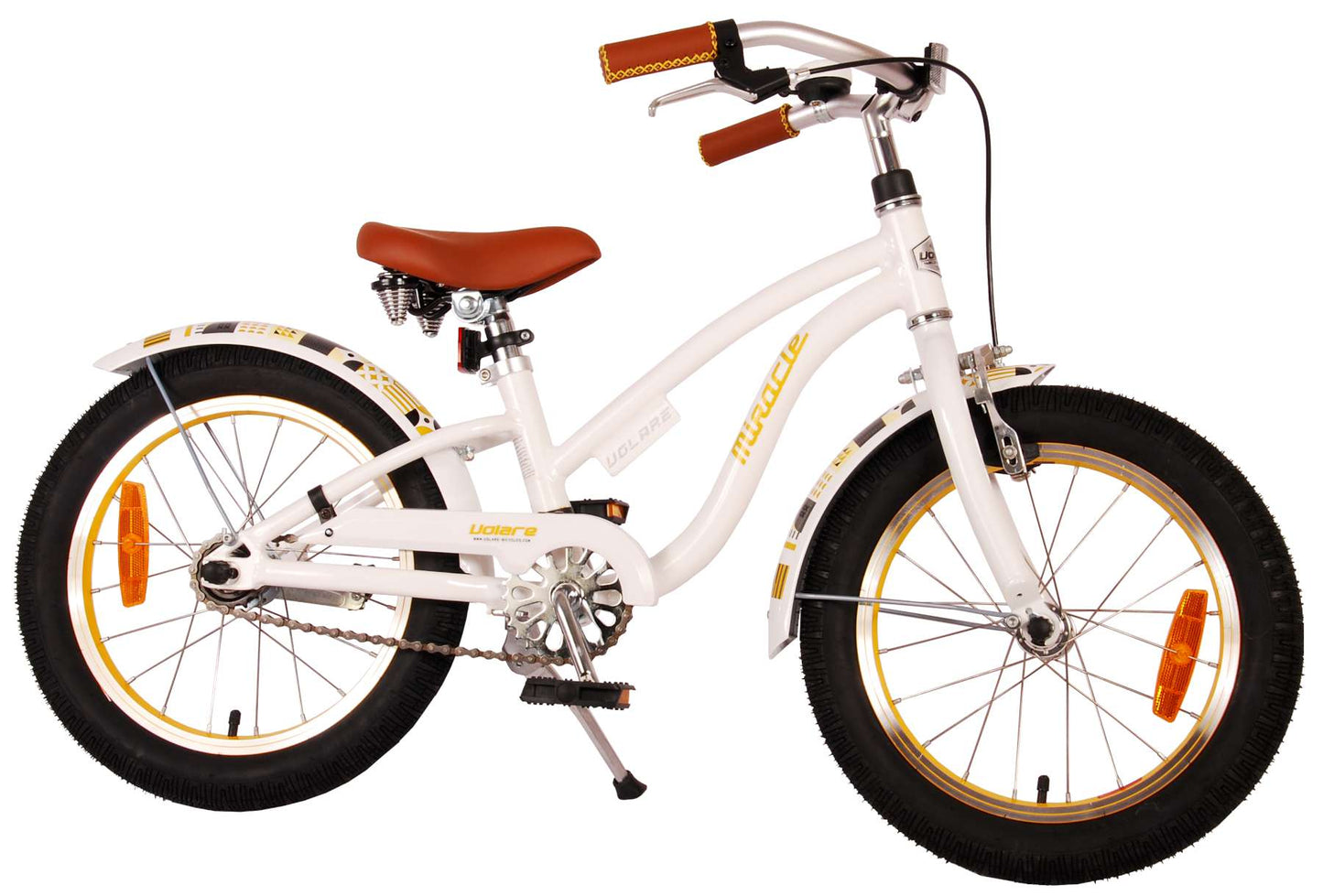 Volare Miracle Cruiser Barncykel 16 tum, Vit - Lilla Cykelbutiken
