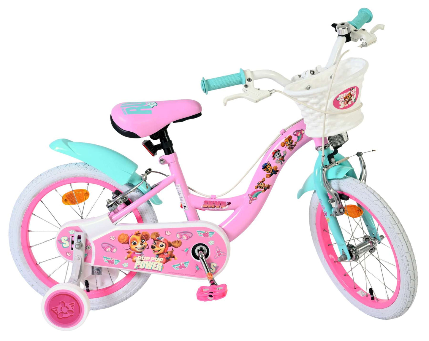 Paw Patrol Barncykel 16 tum, dubbla handbromsar, Rosa - För barn 4-6 år