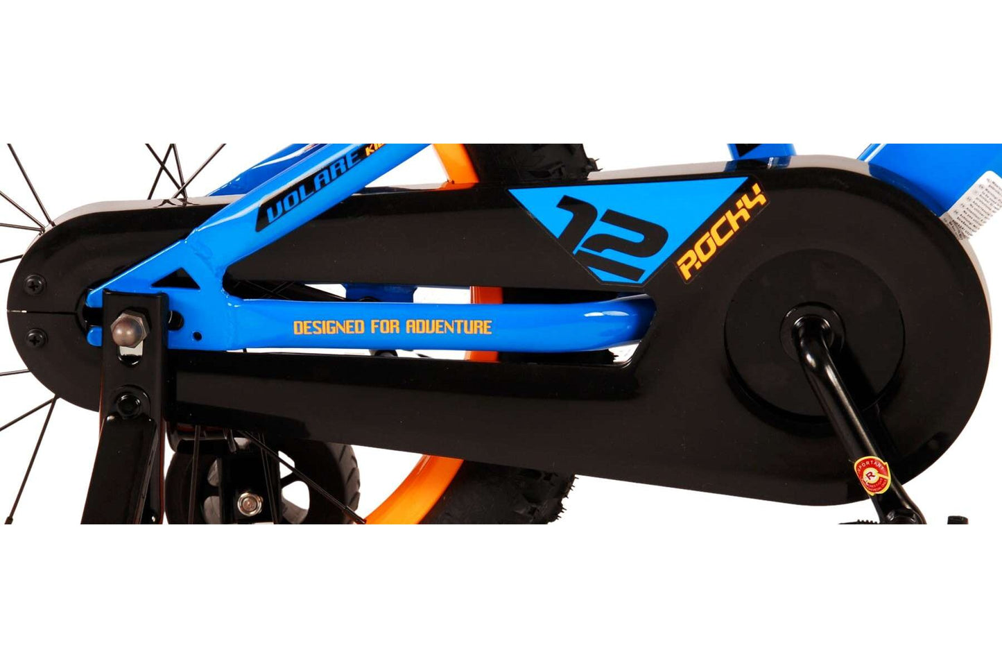 Volare Rocky 16-tums Barncykel – Blå/Orange med Stödhjul, För barn 4-6 år