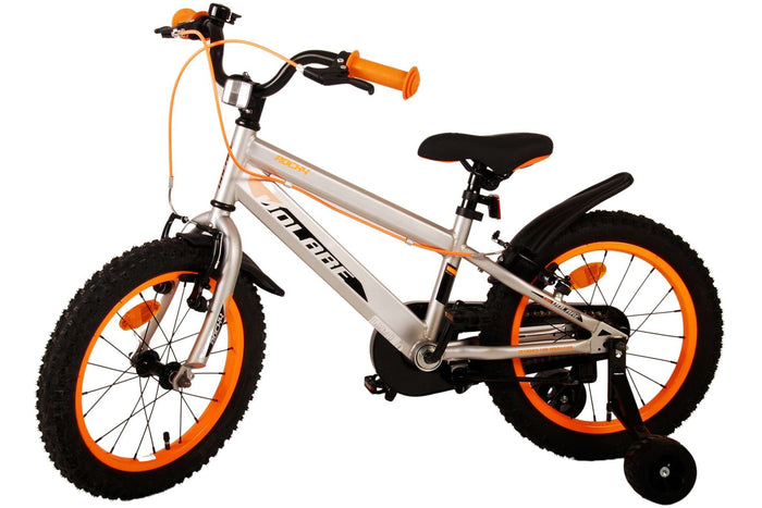 Volare Rocky 16-tums Barncykel – Grå med Stödhjul, För barn 4-6 år