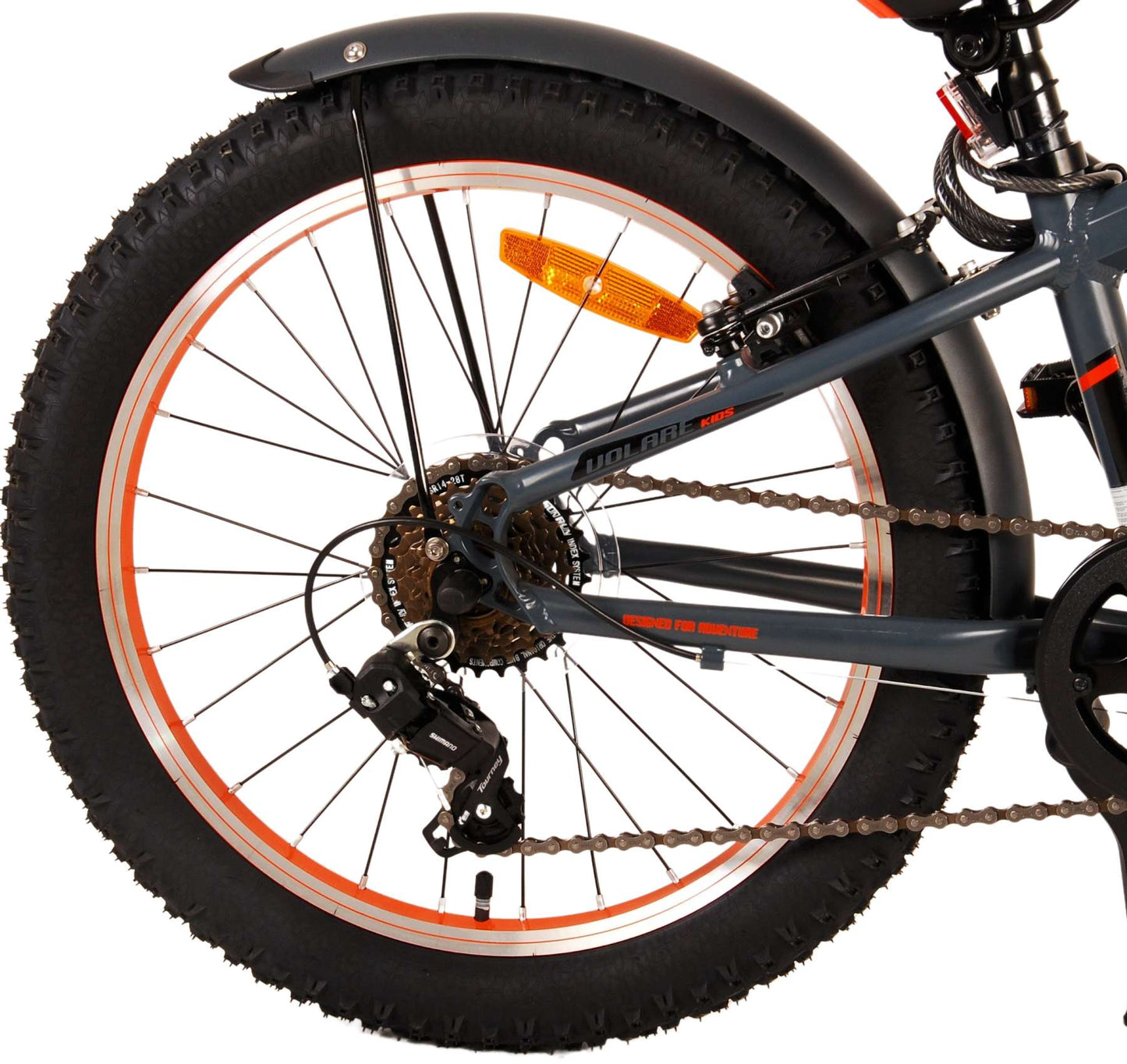 Volare Rocky Barncykel 20 tum, Grå Orange 6 växlar - Lilla Cykelbutiken