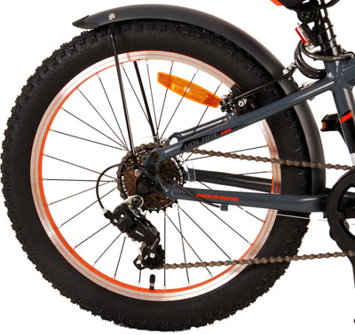 Volare Rocky Barncykel 20 tum, Grå Orange 6 växlar - Lilla Cykelbutiken