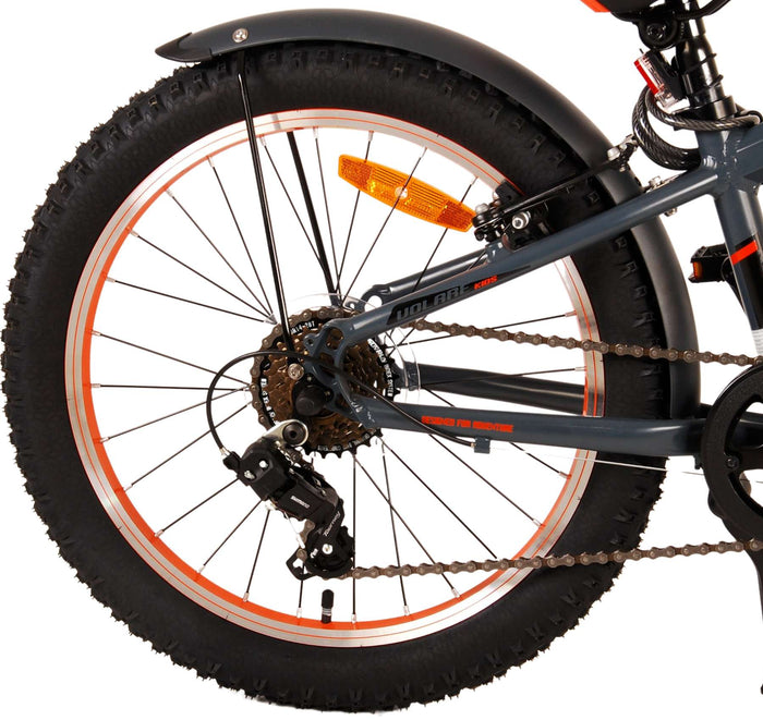 Volare Rocky Barncykel 20 tum, Grå Orange 6 växlar - Lilla Cykelbutiken