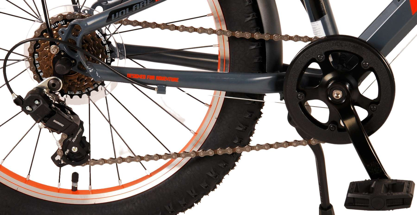 Volare Rocky Barncykel 20 tum, Grå Orange 6 växlar - Lilla Cykelbutiken