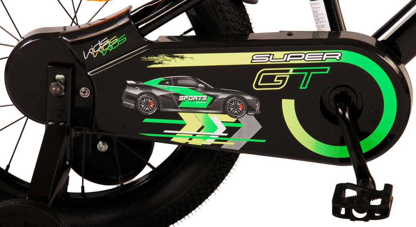 Volare Super GT Barncykel 16 tum, Grön Två Handbromsar - Lilla Cykelbutiken