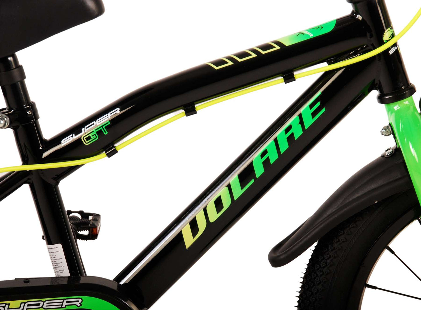 Volare Super GT Barncykel 16 tum, Grön Två Handbromsar - Lilla Cykelbutiken