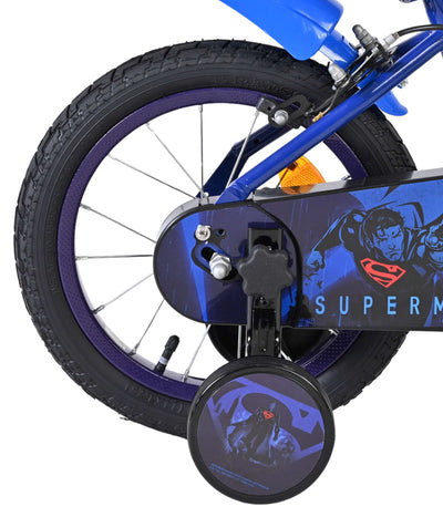 Superman Barncykel 14 tum, dubbla handbromsar, Blå - För barn 5-5 år