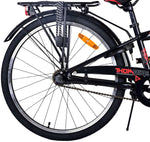 Volare Thombike Barncykel 24 tum, Svart Röd 3 Växlar - Lilla Cykelbutiken