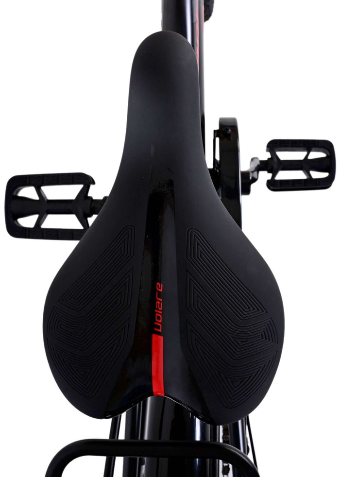 Volare Thombike Barncykel 24 tum, Svart Röd 3 Växlar - Lilla Cykelbutiken