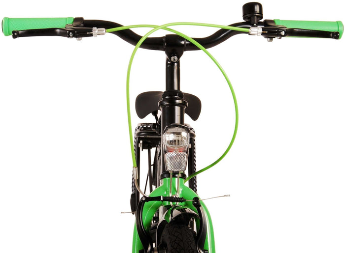 Volare Thombike Barncykel 24 tum, Svart Grön Två Handbromsar - Lilla Cykelbutiken