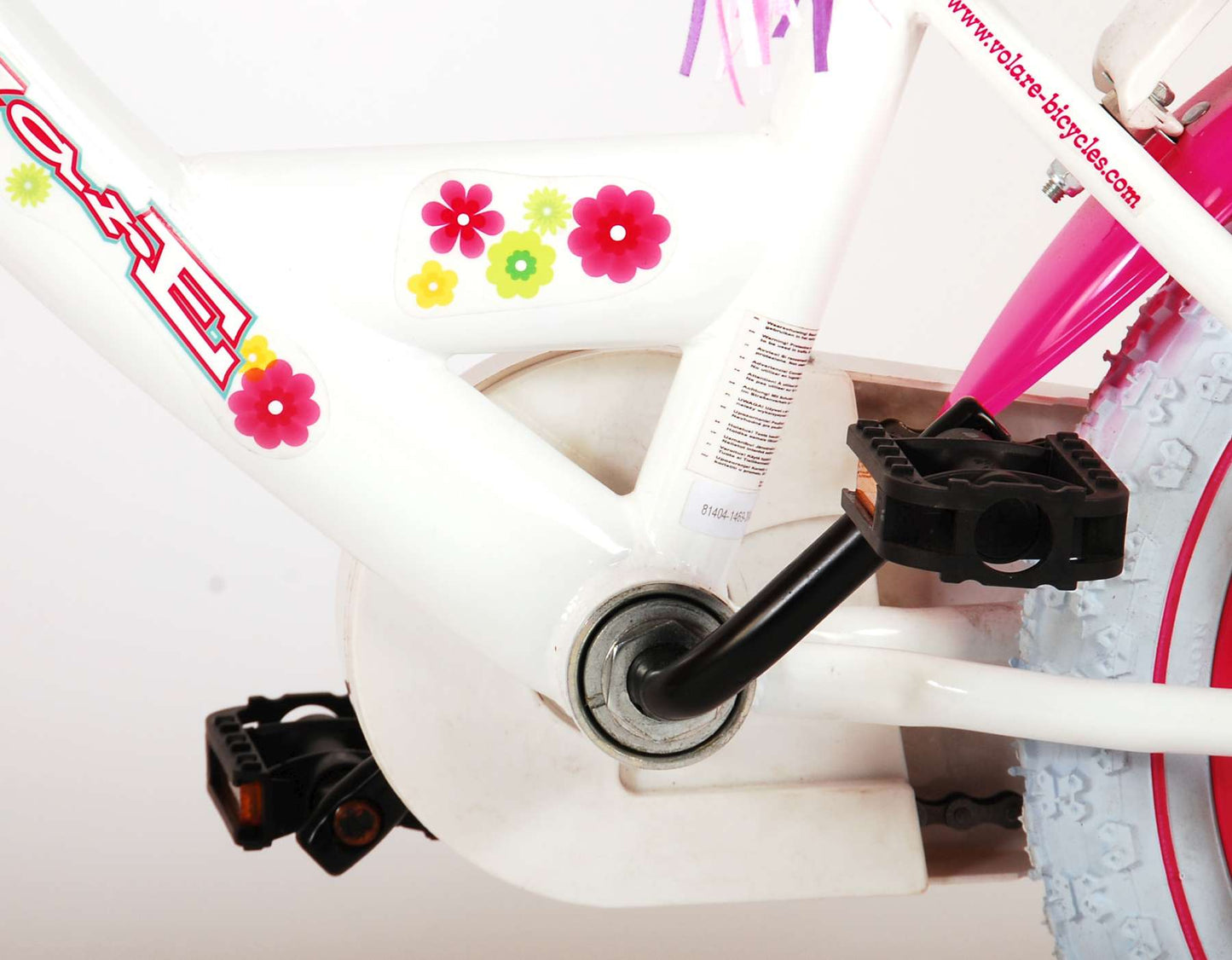 Volare Ashley Barncykel 14 tum, Vit - Lilla Cykelbutiken