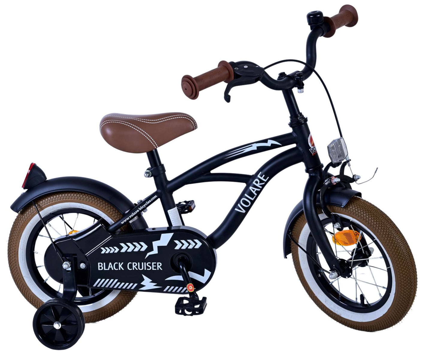 Volare Black Cruiser Barncykel 12 tum, Svart - Lilla Cykelbutiken