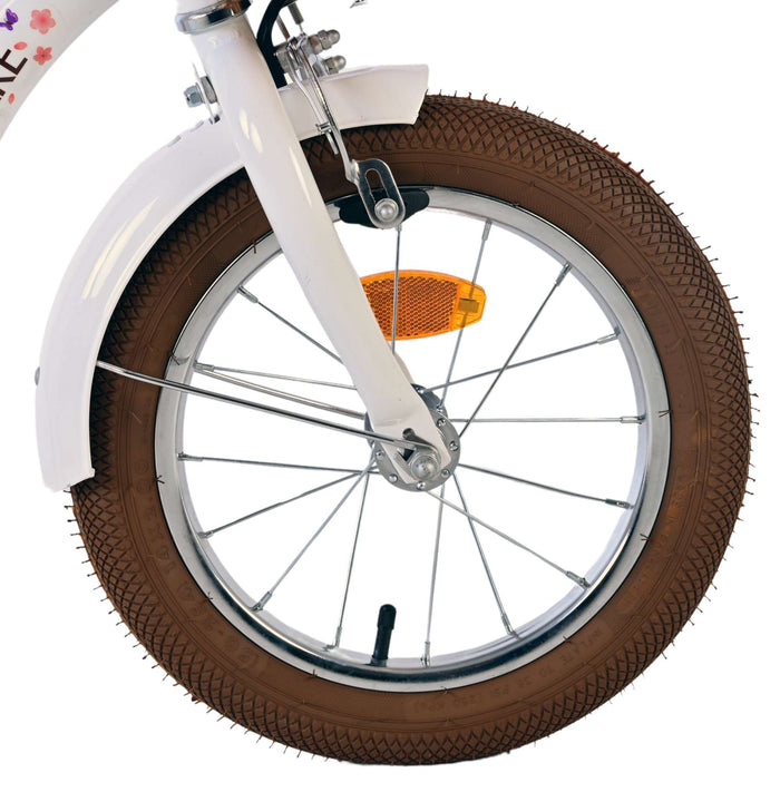 Volare Blossom Barncykel 14 tum, Vit - Lilla Cykelbutiken