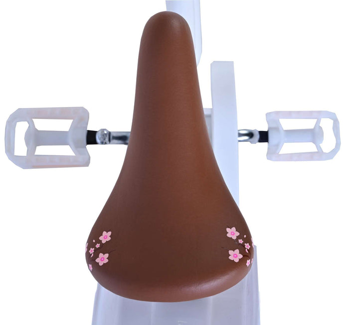 Volare Blossom Barncykel 14 tum, Vit - Lilla Cykelbutiken