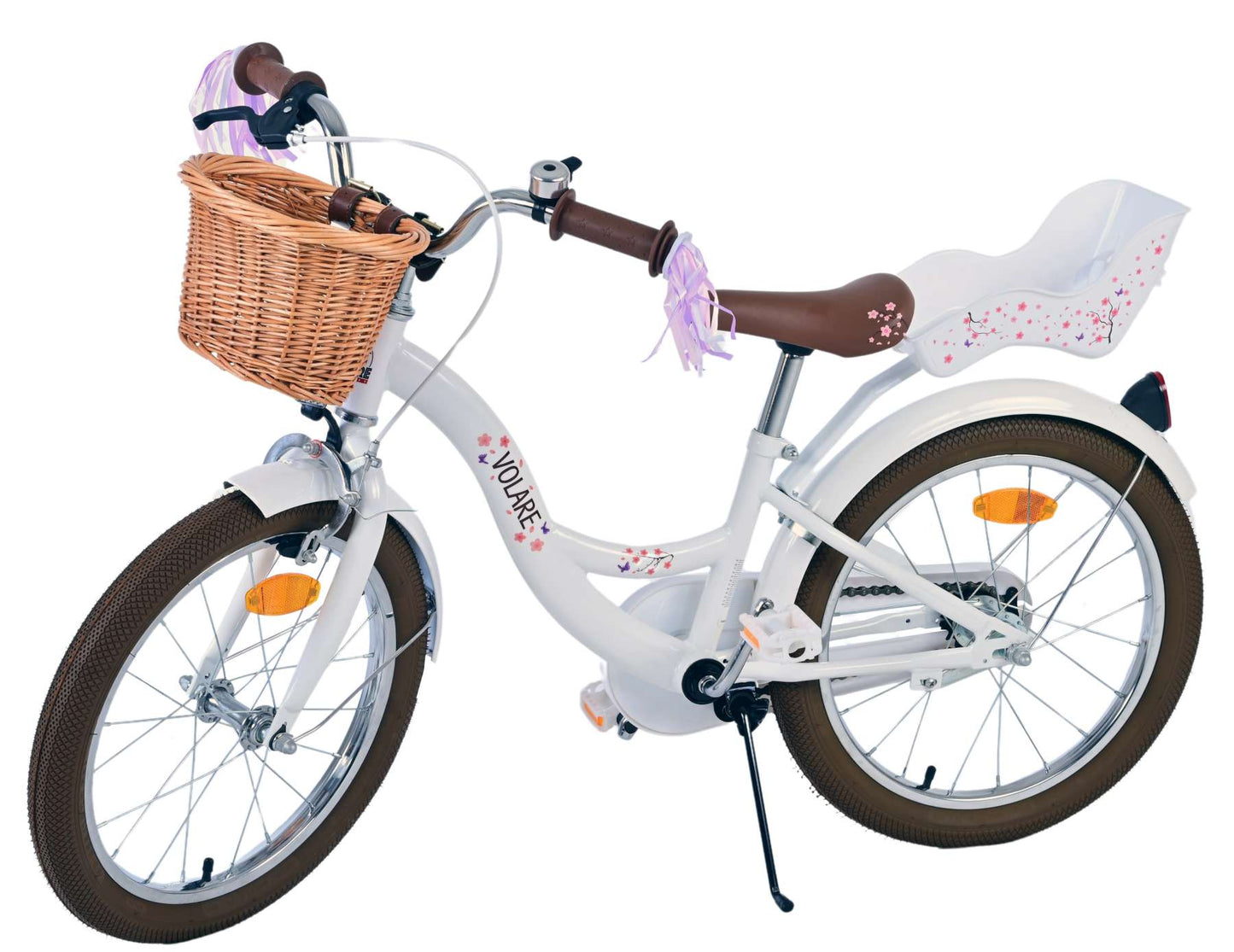 Volare Blossom Barncykel 18 tum, Vit - Lilla Cykelbutiken