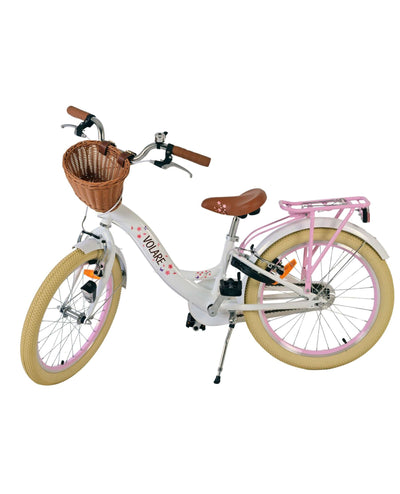 Volare Blossom 20 Tum Flickcykel Två Handbromsar, Vit - För barn 6-8 år