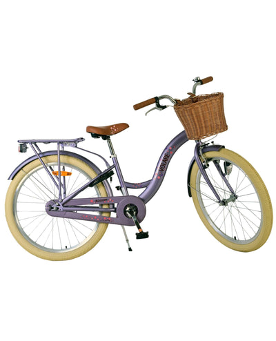 Volare Blossom Barncykel Med Cykelkorg, 24 Tum Lila - För barn 8-10 år