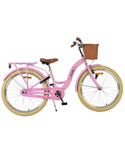 Volare Blossom Barncykel Med Cykelkorg, 24 Tum Rosa - För barn 8-10 år