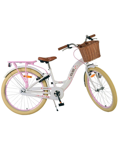 Volare Blossom Barncykel 24 tum, Vit Två handbromsar - För barn 8-10 år