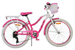 Volare Lovely Barncykel 24 tum, Rosa 7 Växlar - Lilla Cykelbutiken