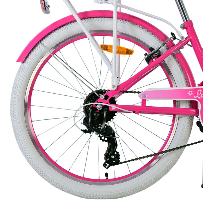 Volare Lovely Barncykel 24 tum, Rosa 7 Växlar - Lilla Cykelbutiken