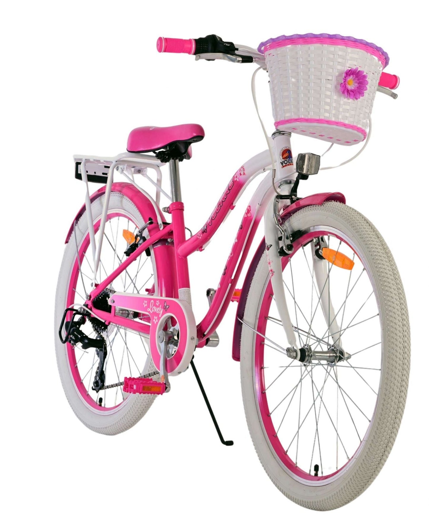 Volare Lovely Barncykel 24 tum, Rosa 7 Växlar - Lilla Cykelbutiken