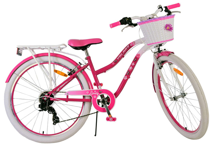 Volare Lovely Barncykel 26 tum, Rosa 7 Växlar - Lilla Cykelbutiken
