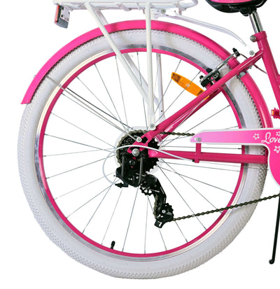 Volare Lovely Barncykel 26 tum, Rosa 7 Växlar - Lilla Cykelbutiken