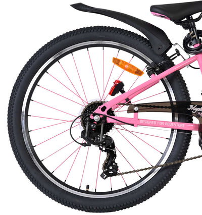 Volare Mystic Barncykel 24 tum, 7 växlar, dubbla handbromsar, Rosa - För barn 8-10 år